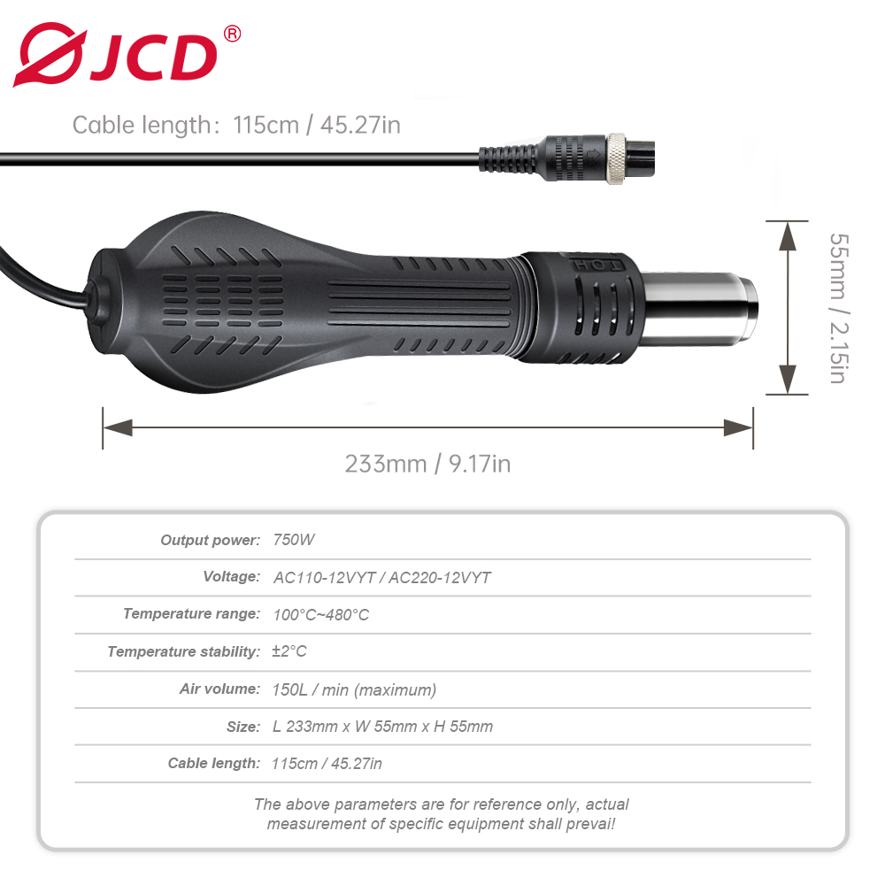 JCD 8-Hole Hot Air Gun Handle  – обзор и цена Hot Air Station 858