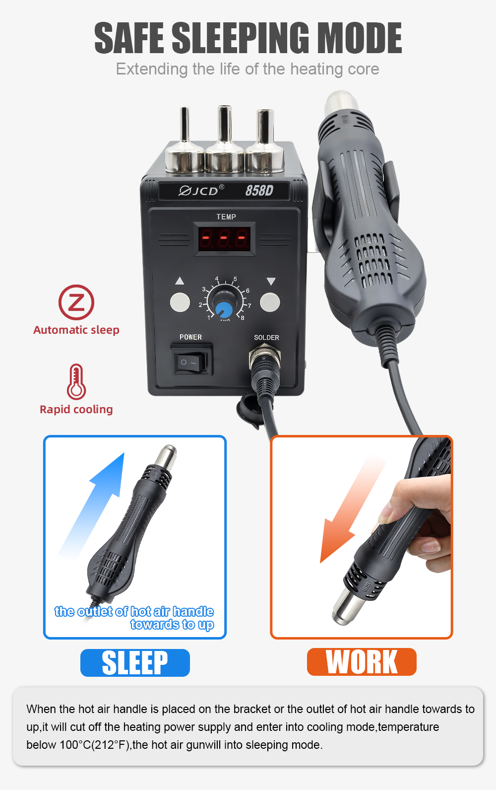 JCD Hot Air Gun 858D 700W BGA  – обзор и цена Hot Air Station 858