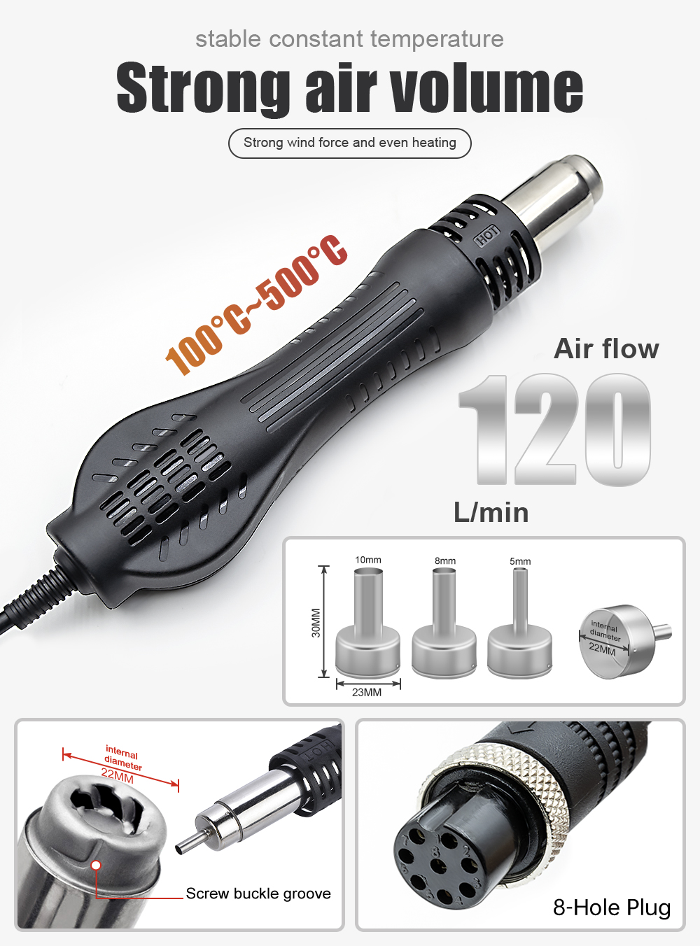 JCD Hot Air Gun 858D 700W BGA  – обзор и цена Hot Air Station 858