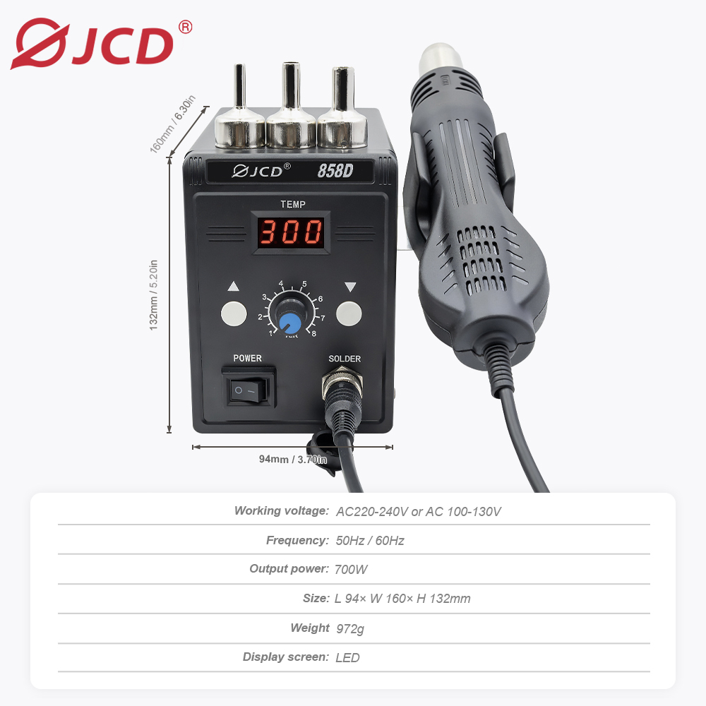 JCD Hot Air Gun 858D 700W BGA  – обзор и цена Hot Air Station 858